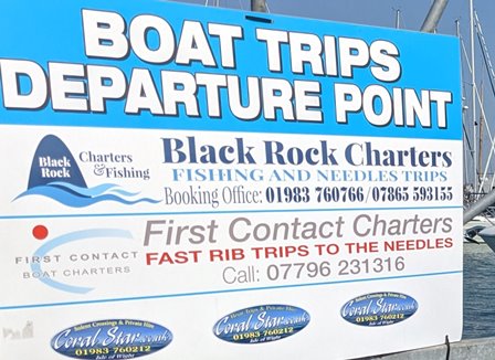 Boat trips sign in Yarmouth Harbour
