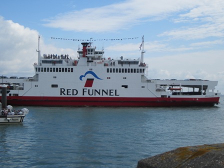 Red Funnel ferry outside Cowes