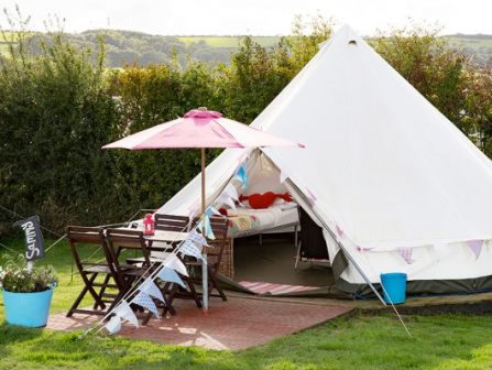 Bell Tent glamping at Whitecliff Bay Holiday Park