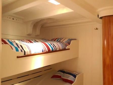 Inside the yacht for hire in Cowes