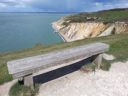 Bench overlooking Alum Bay and The Needles