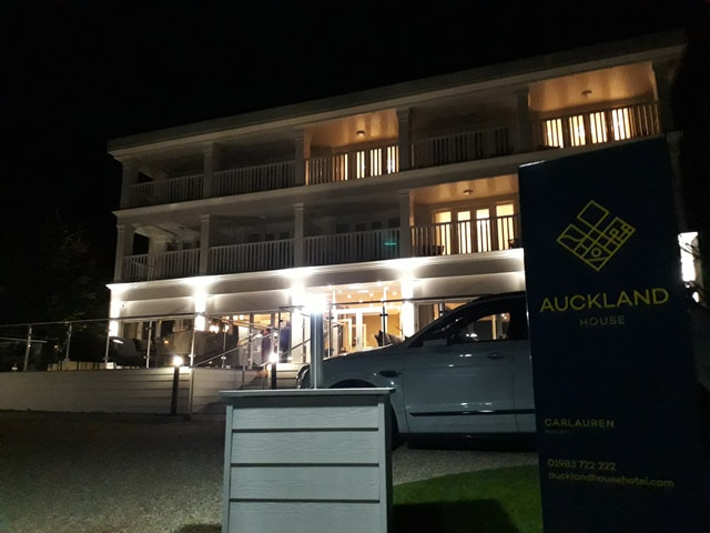 Front of Auckland House Hotel in Shanklin at night