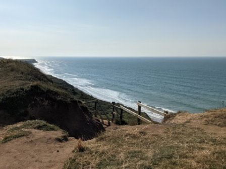 Cliffs and steps at Compton Bay