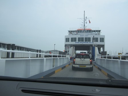 Driving on to the Wightlink ferry