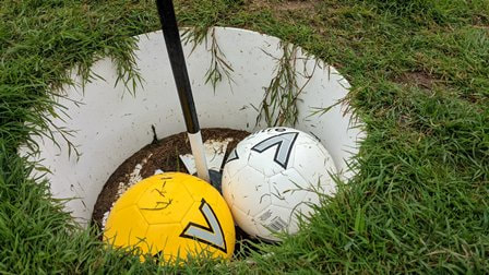 Two balls at the Isle of Wight Football golf