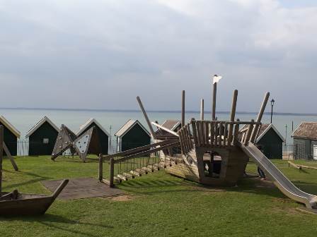 Gurnard playground and beach huts