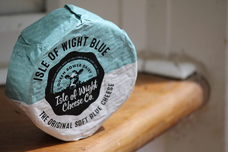 Isle of Wight blue cheese on a windowsill