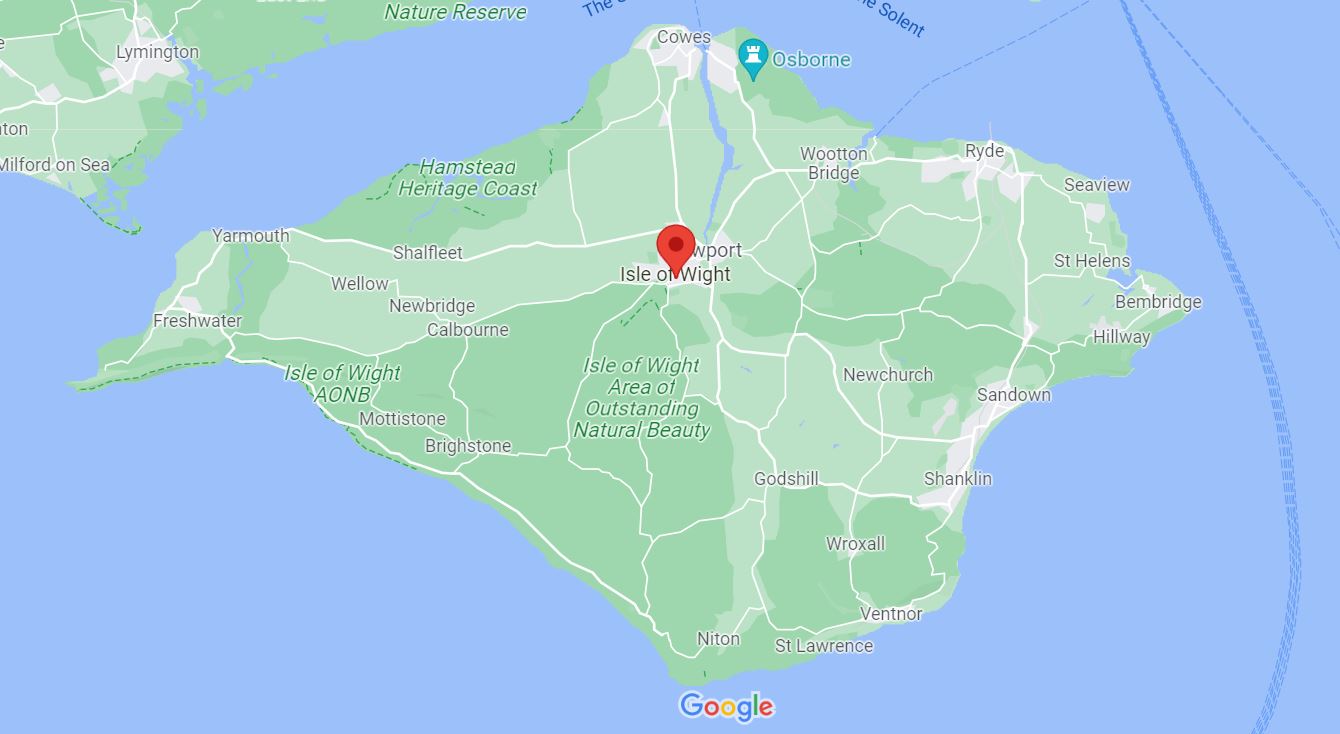 Isle of Wight map from Google