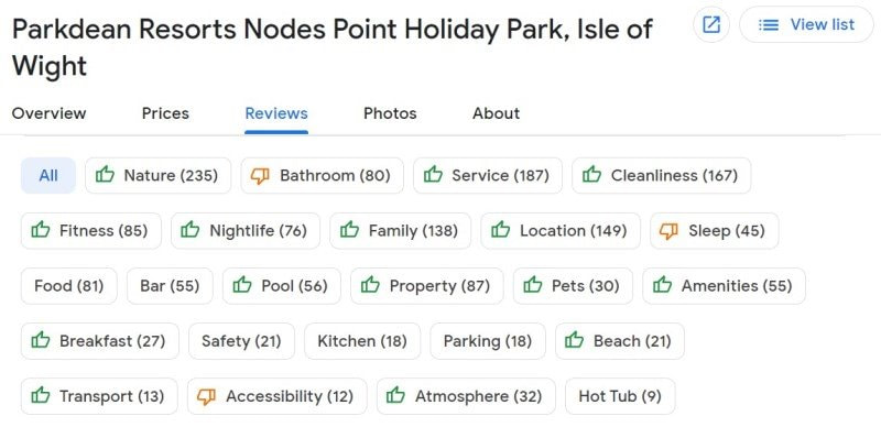 Google review of Nodes Point Holiday Park