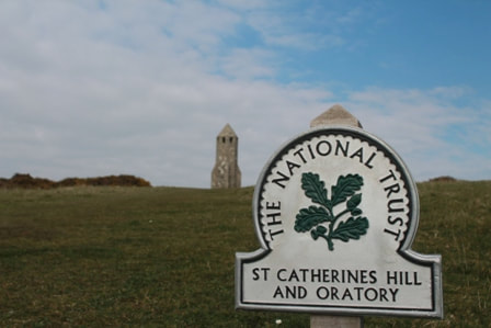 National trust sign near St Catherine's Oratory