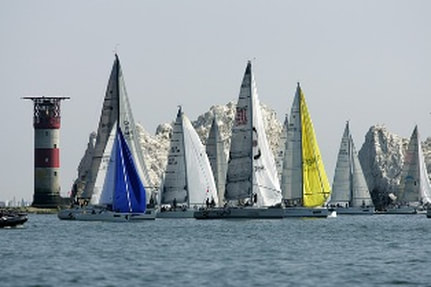 Yachts at The Needles in the Round the Island Yacht Race