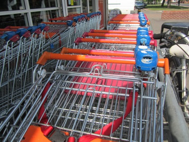 Shopping trolleys at Sainsburys