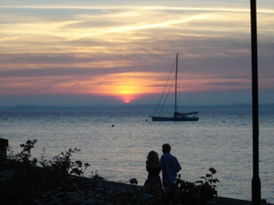 Sunset at Cowes with couple