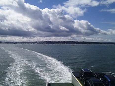 View from the back of the Isle of Wight ferry