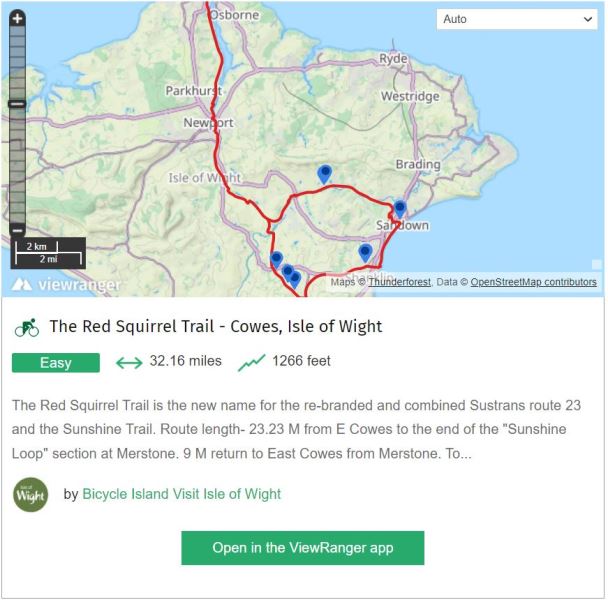 Red Squirrel Trail cycle map