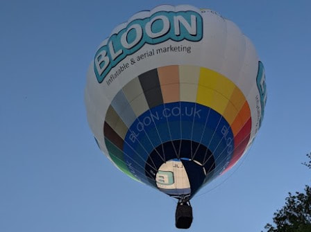 Balloon overhead at Robin Hill