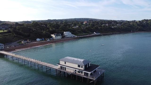 Wide view of Totland Pier in August 2023